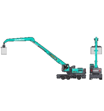 作业幅度达18米，九州ku酷游智能首台轮式抓料机乐成下线